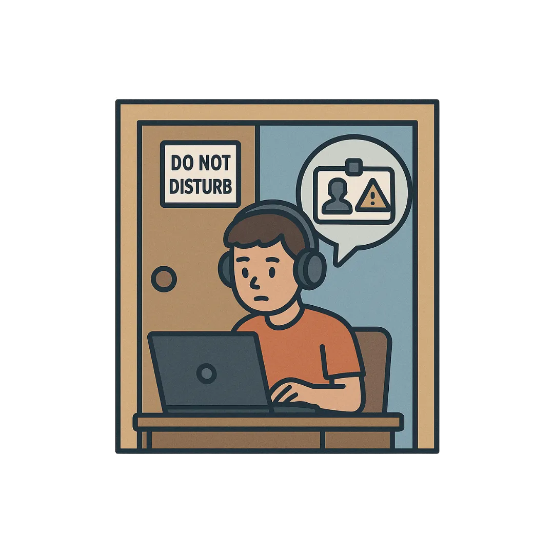 The student must be in a private space to participate in the virtual hearing where the expectation is that the only persons present are the Hearing Officers, the student, and the Administrative Advisor (if applicable).